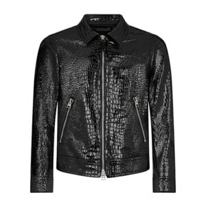 Men’s Black Croc Leather Jacket